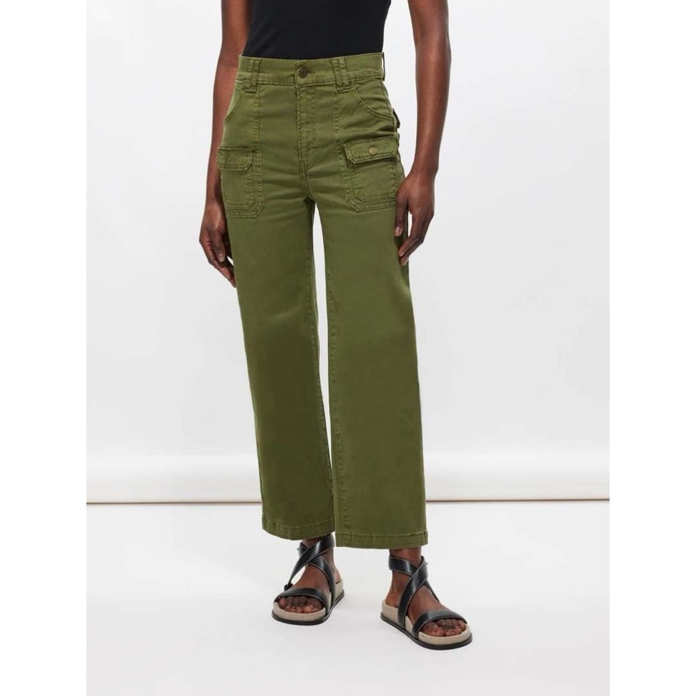 NWT Frame Denim Patch-Pocket Cotton Twill Cargo Trousers in Size 24